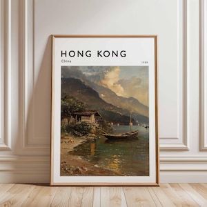 Hong Kong Poster, China Travel Print, Asia Wall Art, Skyline Decor, Hong Kong Travel Gift, Cityscape Print, China Travel Art