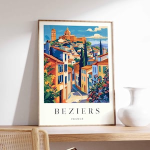 Béziers Poster, France Travel Print, French City Wall Art, Occitanie Region Decor, Béziers Cathedral Art, Europe Print, France Travel Art