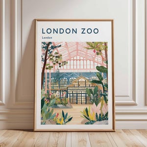 London Zoo Poster, London Travel Poster, Zoo Wall Art, Animal Print London, UK Travel Poster, British Wildlife Art