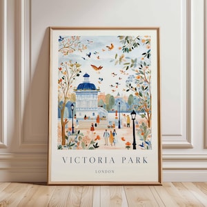 Victoria Park Poster, London Travel Poster, Victoria Park Wall Art, UK Nature Poster, British Landscape Art, London Park Decor