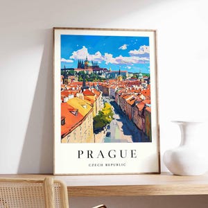 Prague Poster, Czech Republic Travel Print, Charles Bridge Print, Cityscape Wall Decor, Prague Castle View Art, European Travel Gift