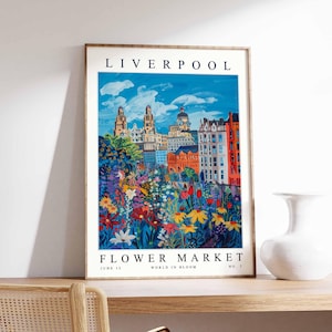 Liverpool Flower Market Poster, Liverpool Print, English Floral Wall Art, Liverpool Floral Decor, Botanical Poster, England Travel Print