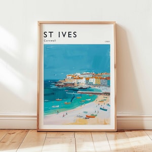 St Ives Poster, Cornwall Travel Print, UK Wall Art, Coastal Decor, St Ives Travel Gift, Beach Print, Cornwall Poster, Cornwall Travel Art
