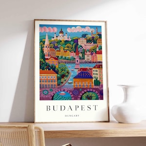 Budapest Poster, Hungary Print, Budapest Wall Art, Europe Poster, Travel Print, City Skyline Art, Budapest Decor, Danube River Print