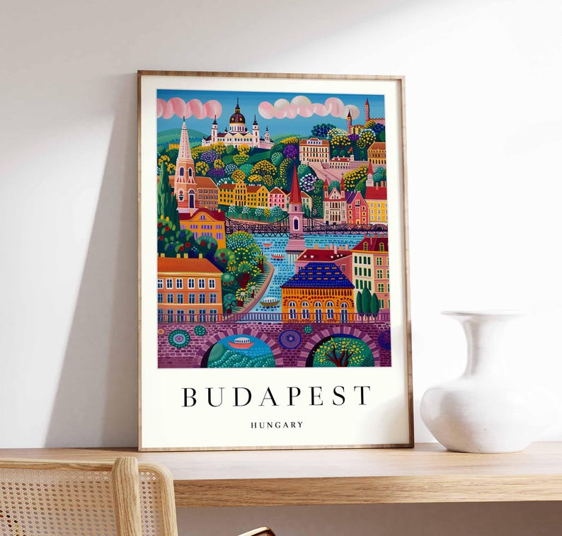 Snapshot of Budapest City Skyline Print Wall Art Poster Hungary