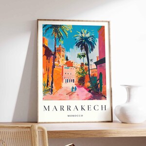 Marrakesch Poster, Marokko Print, Marokkanische Skyline, Wandkunst Marrakesch, Marrakesch Stadt Karte Dekor, minimalistisches Marrakesch Poster, marokkanische Skyline Druck