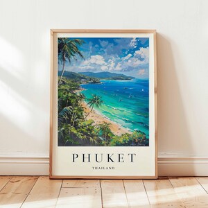Phuket Poster, Thailand Travel Print, Island Wall Art, Tropical Beach Decor, Southeast Asia Travel Gift, Paradise Island Print