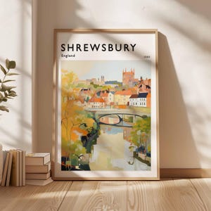 Shrewsbury Poster, UK Print, Shrewsbury Wall Art, Shrewsbury Decor, Shrewsbury Print, Historic Town Art, Shrewsbury Gift