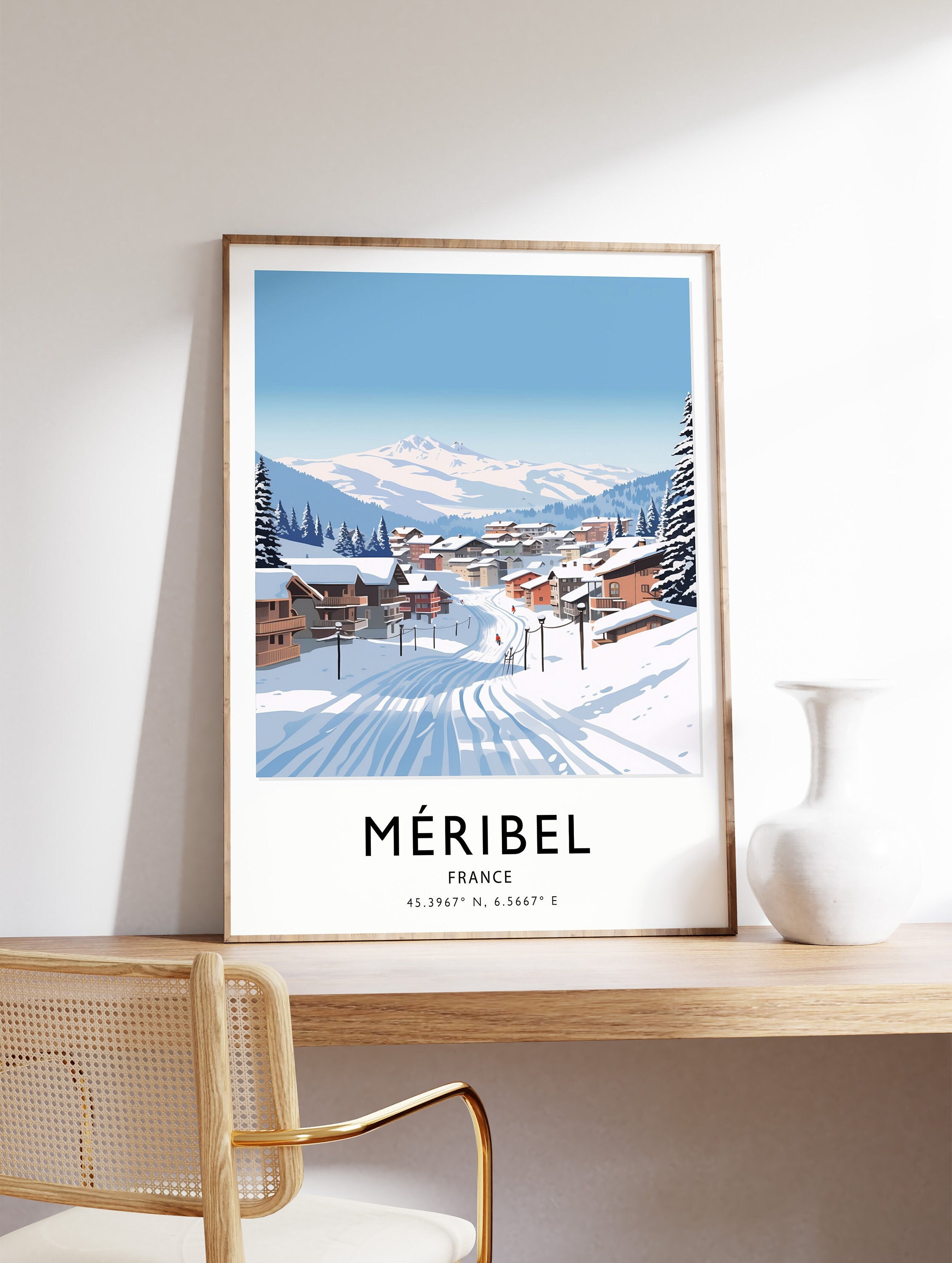 Meribel Travel Print, Meribel France Travel Poster, Skiing Travel Poster, Travel Art, Travel Poster, Skiing Travel Art, Gift, A1/A2/A3/A4