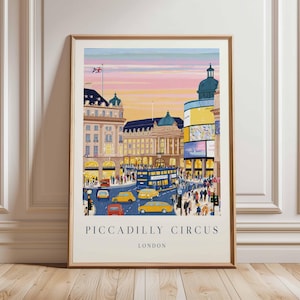 Piccadilly Circus Poster, London Travel Poster, Piccadilly Circus Wall Art, West End Print, UK Landmark Poster, British Culture Art