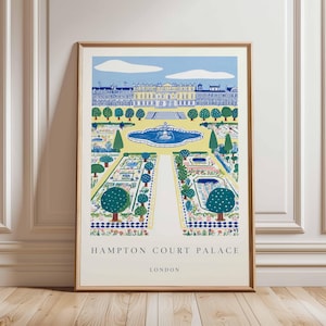 Hampton Court Palace Poster, London Travel Poster, Royal Palace Wall Art, Hampton Court Print, UK Landmark Poster, British Heritage Art