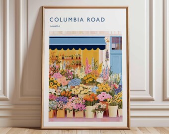 Impresión del mercado de flores de Columbia Road: póster de viaje a Londres