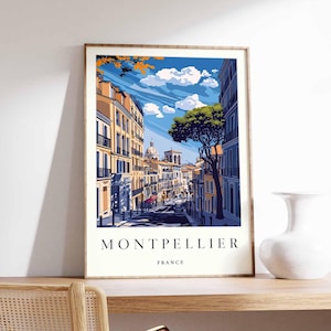Affiche Montpellier, impression voyage en France, décoration française, affiche de voyage en Europe, art mural européen, cadeau Montpellier, affiche de voyage Montpellier