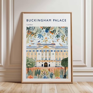 Buckingham Palace Poster, London Travel Poster, Royal Palace Wall Art, Buckingham Print, UK Landmark Poster, British Architecture