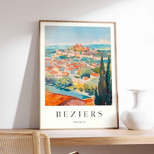 Béziers Poster, France Travel Print, French City Wall Art, Occitanie Region Decor, Béziers Cathedral Art, Europe Print, France Travel Art