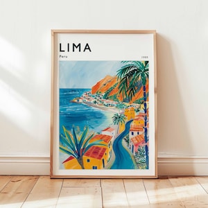 Lima Poster, Peru Travel Print, South America Wall Art, Colonial City Decor, Lima Travel Gift, Cityscape Print, Peru Travel Art