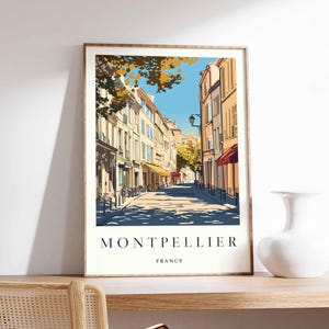 Affiche Montpellier, impression voyage en France, décoration française, affiche de voyage en Europe, art mural européen, cadeau Montpellier, affiche de voyage Montpellier