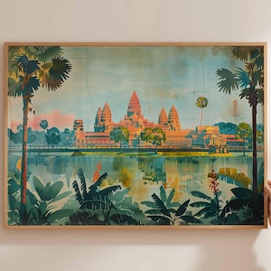 Cambodia Poster, Asia Travel Print, Southeast Asia Wall Art, Cambodian Decor, Angkor Wat Print, Asian Travel Gift, Cambodia Travel Art