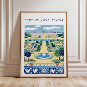 Hampton Court Palace Poster, London Travel Poster, Royal Palace Wall Art, Hampton Court Print, UK Landmark Poster, British Heritage Art