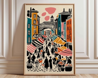 Borough Market Poster: London Food Market Travel Print