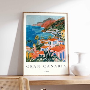 Gran Canaria Poster, Spain Travel Print, Canary Islands Wall Art, Spanish Island Decor, Gran Canaria Beach Poster, Europe Travel Art