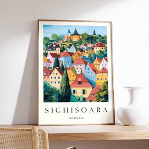Sighisoara Poster, Romania Travel Print, Transylvania Wall Art, Romanian Town Decor, Sighisoara Citadel Poster, Europe Travel Art
