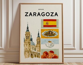 Zaragoza Travel Print | Spain Cityscape Poster | European Architecture Wall Art