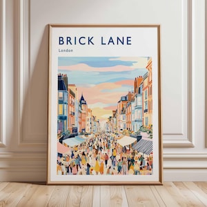 Brick Lane Poster, London Travel Poster, Brick Lane Wall Art, East London Print, UK City Poster, Street Market Art, British Culture Decor