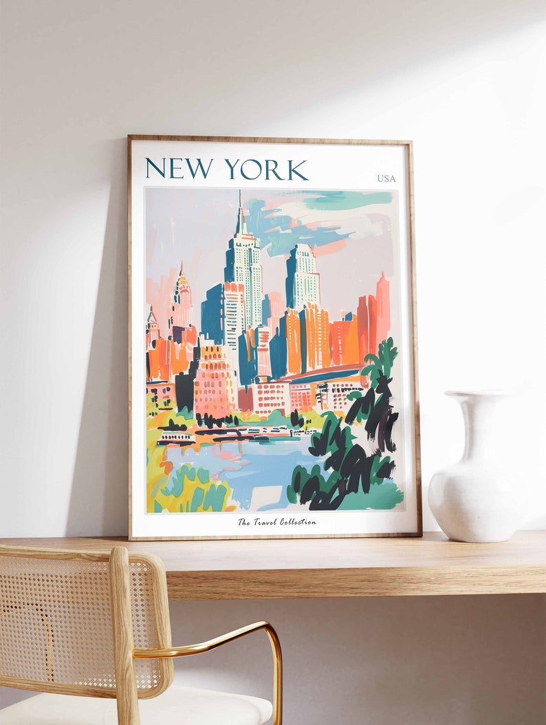 New York City Travel Poster: Vintage Style City Wall Art - Etsy