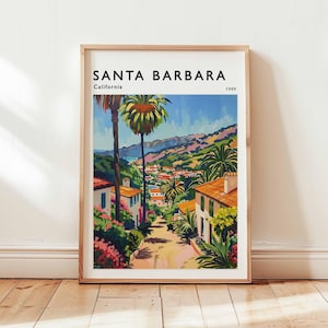 Santa Barbara Poster, California Travel Print, USA Wall Art, Coastal Decor, Santa Barbara Travel Gift, Beach Print, California Travel Art