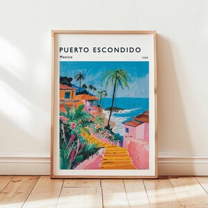 Puerto Escondido Poster, Mexico Travel Print, Oaxaca Wall Art, Surf Town Decor, Puerto Escondido Travel Gift, Coastal Art, Mexico Travel Art