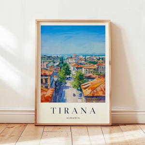 Tirana Poster, Albania Travel Print, Balkan Wall Art, Capital City Decor, European Travel Gift, Cityscape Print, Albania Travel Art