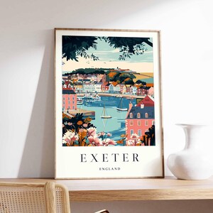 Exeter Poster, England Travel Print, British Decor, United Kingdom Travel Poster, City Print, Exeter Gift, Exeter Travel Poster