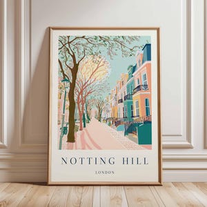 Notting Hill Poster, London Travel Poster, Notting Hill Wall Art, Colorful London Print, UK City Poster, London Street Art