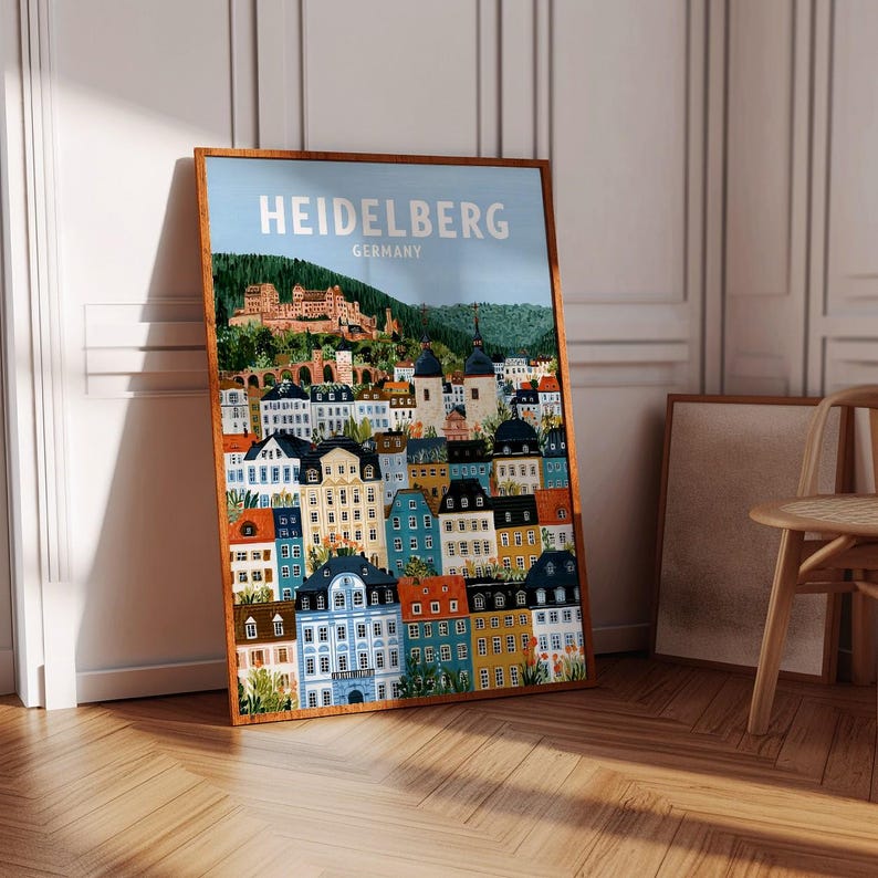 Heidelberg Print | Dense Vertical Cityscape Poster | German Travel Wall ...