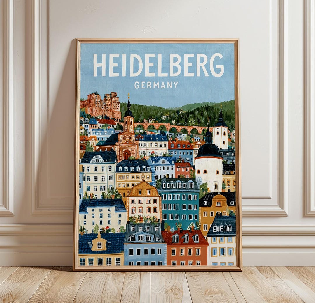 Heidelberg Print | Dense Vertical Cityscape Wall Art | Germany Travel ...
