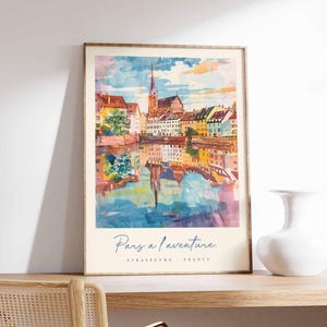 Straßburg Poster, Frankreich Reisedruck, Altstadt Kunstdruck, Frankreich Elsass Dekor, Europäische Architektur Wandkunst, Frankreich Reisegeschenk