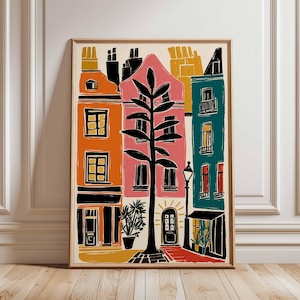 Notting Hill Poster, London Travel Poster, Notting Hill Wall Art, Colorful London Print, UK City Poster, London Street Art