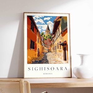Sighisoara Poster, Romania Travel Print, Transylvania Wall Art, Romanian Town Decor, Sighisoara Citadel Poster, Europe Travel Art
