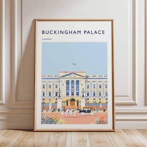 Buckingham Palace Poster, London Travel Poster, Royal Palace Wall Art, Buckingham Print, UK Landmark Poster, British Architecture