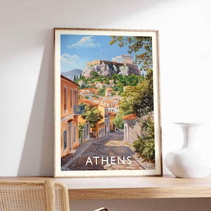 Athens Poster, Greece Travel Print, Greek Wall Art, European City Decor, Acropolis Poster, Greece Travel Gift, Europe Travel Art, Athens Art