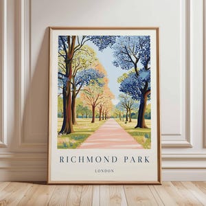 Richmond Park Poster, London Travel Poster, Richmond Wall Art, Deer Park Print, UK Nature Poster, British Landscape Art, London Park Decor