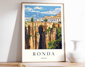 Poster di Ronda, Spagna: Ponte Puente Nuevo, stampa di viaggio andalusa