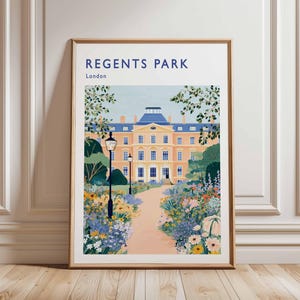 Regents Park Poster, London Travel Poster, Regents Park Wall Art, London Park Print, UK City Poster, British Nature Art, London Decor Print
