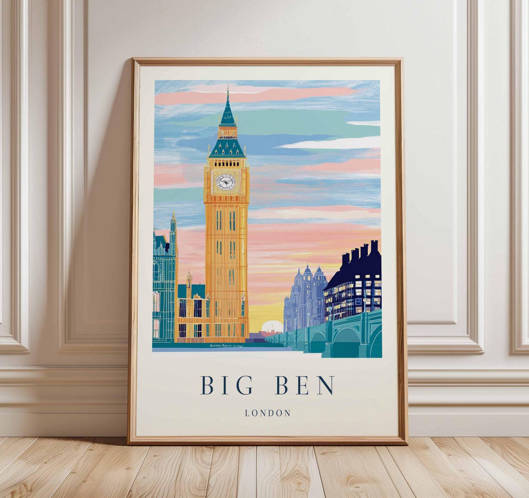 Big Ben Travel Poster: London Landmark, British Architecture Art - Etsy