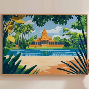 Cambodia Poster, Asia Travel Print, Southeast Asia Wall Art, Cambodian Decor, Angkor Wat Print, Asian Travel Gift, Cambodia Travel Art