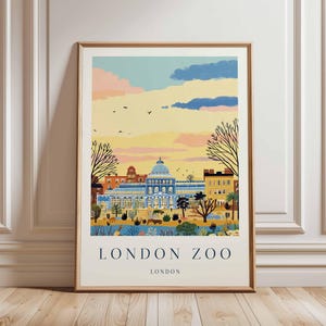 London Zoo Poster, London Travel Poster, Zoo Wall Art, Animal Print London, UK Travel Poster, British Wildlife Art