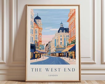 Póster de viaje del West End de Londres: Arte del distrito teatral