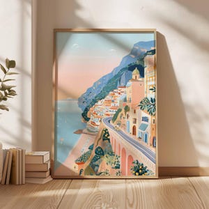 Amalfi Coast Poster, Italy Travel Print, Positano Wall Art, Coastal Home Decor, Mediterranean Art, Italian Landscape Gift