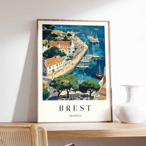 Brest Poster, Frankreich Reisedruck, Hafenstadt Kunstdruck, Frankreich Küstenwandkunst, Bretagne Maritime Szene Dekoration, Frankreich Reisegeschenk
